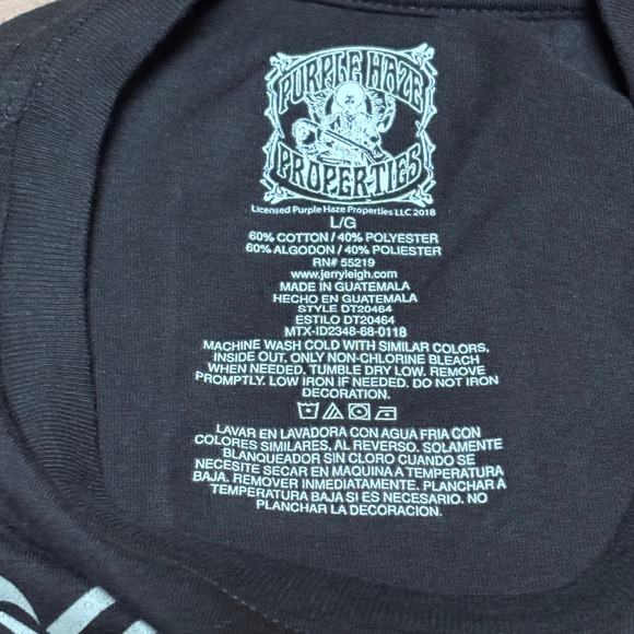 Jimi Hendrix Purple Haze Properties Graphic T Shirt‎ Black Large - Picture 5 of 11